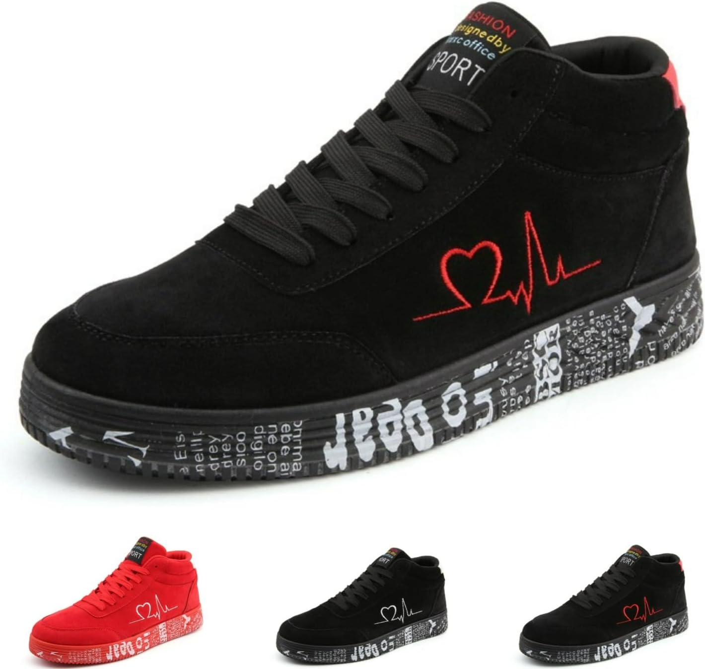 

Модные повседневные кроссовки на платформе для мужчин, классические, с нескользящей подошвой, удобные, для спорта и прогулок Macefil, черный/красный