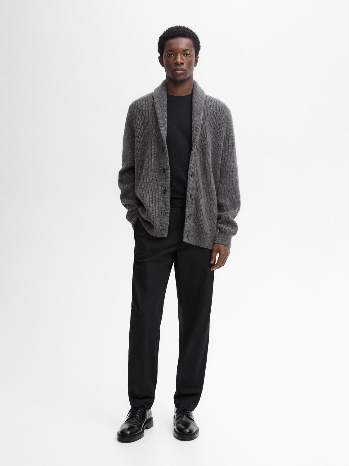 

Кардиган из смесовой шерсти с воротником Massimo Dutti, серый