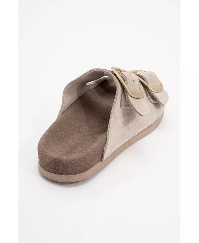 Овеста Слайды на мягкой стельке из кожи (женские) Forever & Always Shoes, коричневый/бежевый — фото 2