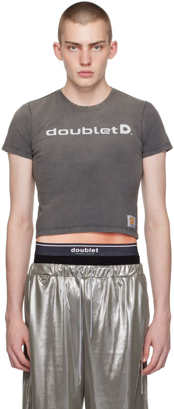 

Черная суперэластичная футболка Doublet