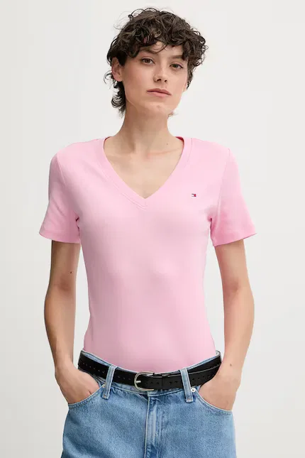 Футболка с коротким рукавом из хлопка Tommy Hilfiger, розовый