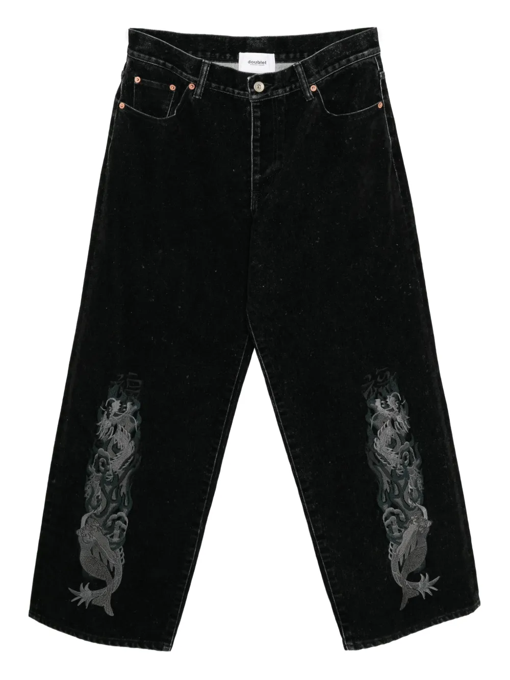 

Джинсы с вышивкой Doublet, черный