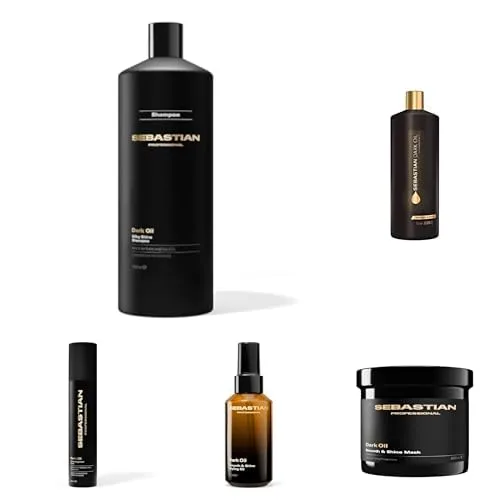 Sebastian Professional Dark Oil уход для волос, 1 л + маска, 500 мл + масло для волос, 95 мл + спрей для сияния, 133 мл | набор с натуральными маслами для шелковистых волос