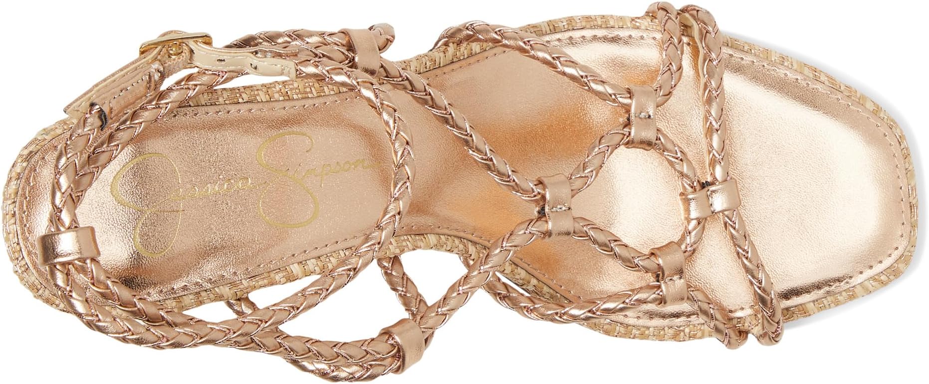 Сандалии Jessica Simpson Azimma Braided Block Heel Sandals, цвет Light Brass — фото 2