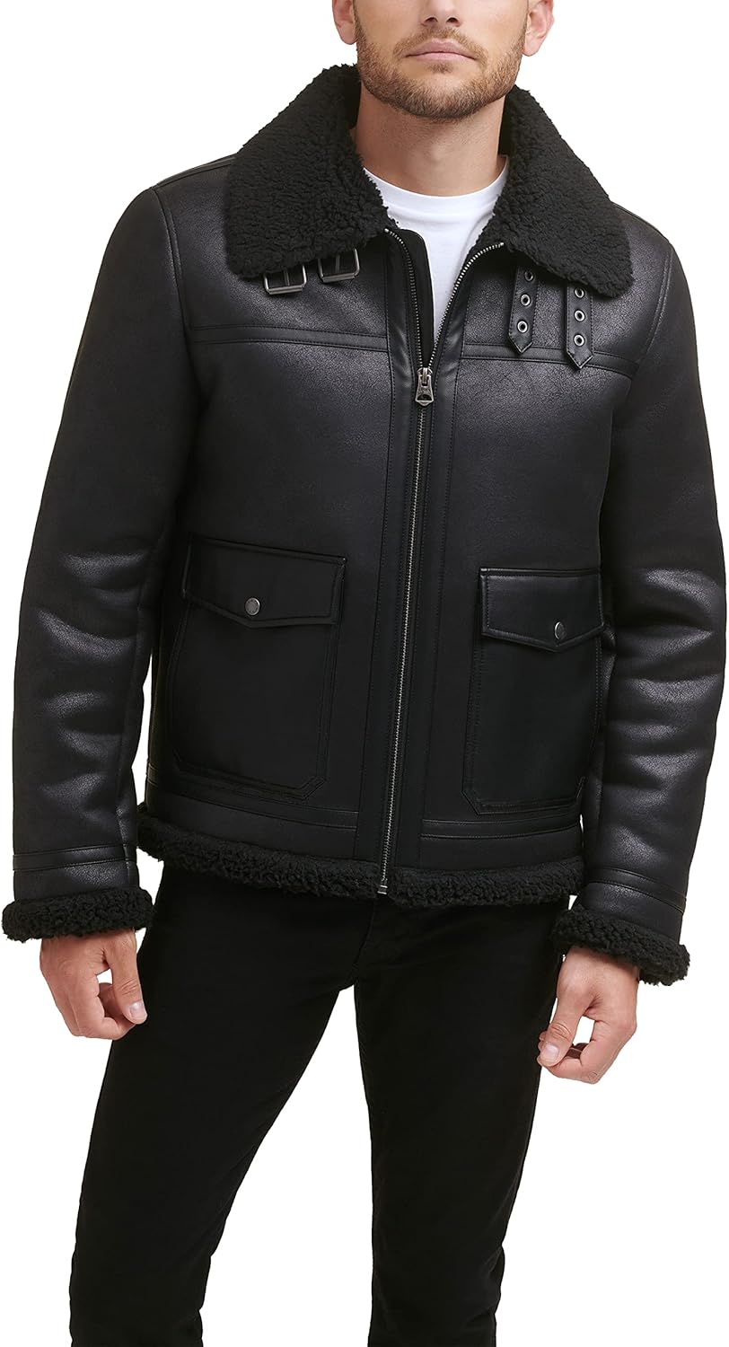 

Мужская куртка-авиатор Levi's из искусственной овчины Rancher, Black