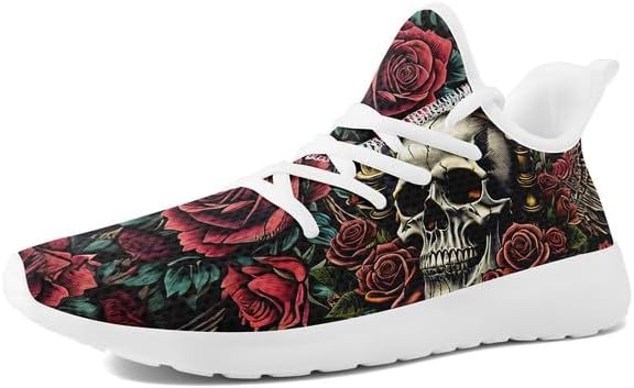 

Кроссовки AWSOLE Fashion с черепом для мужчин и женщин, стильные унисекс, шнуровка, комфортные, дышащие, легкие, готические, белый/красный/зеленый/серый