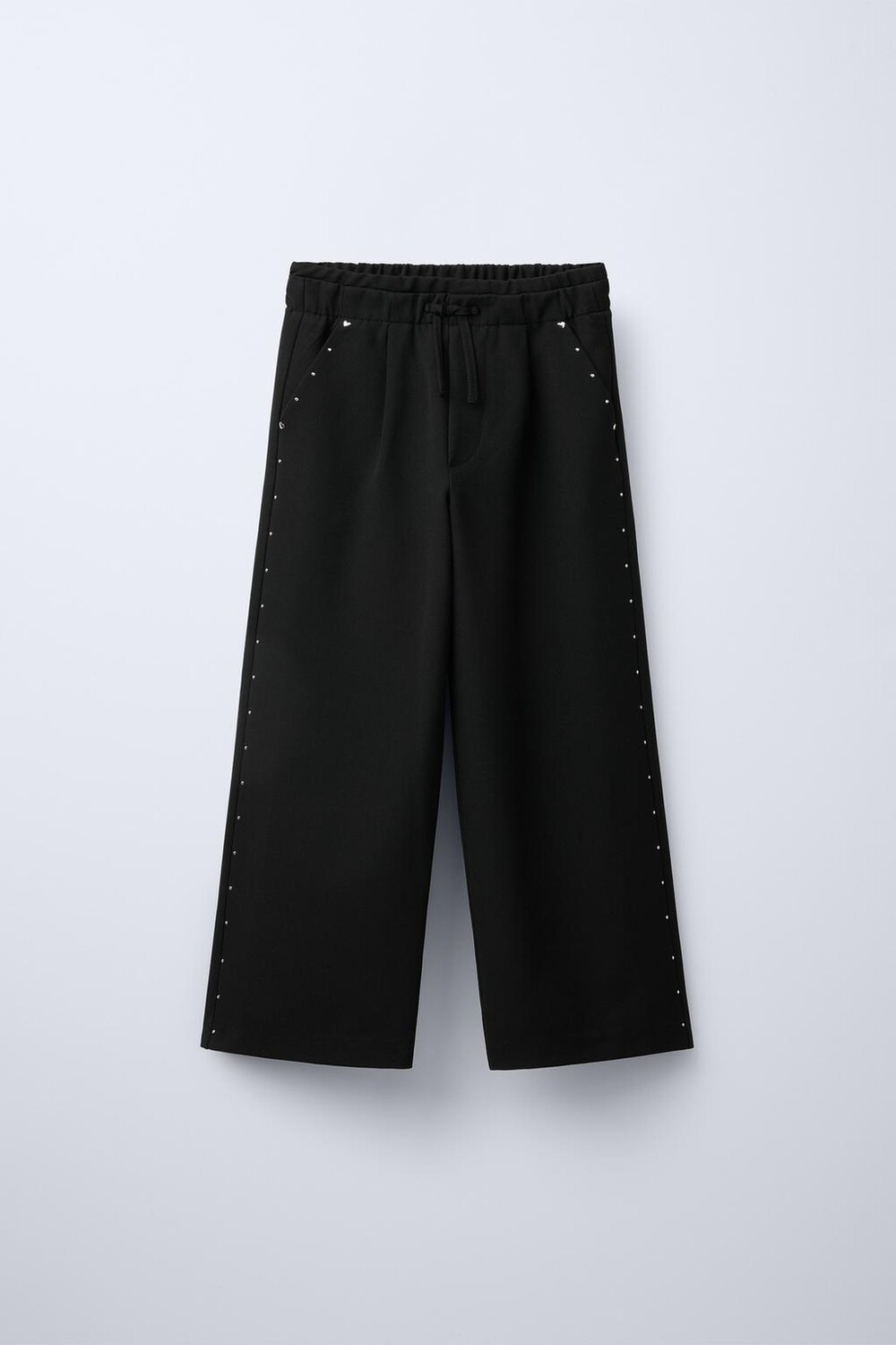 

Широкие брюки с заклёпками ZARA, черный