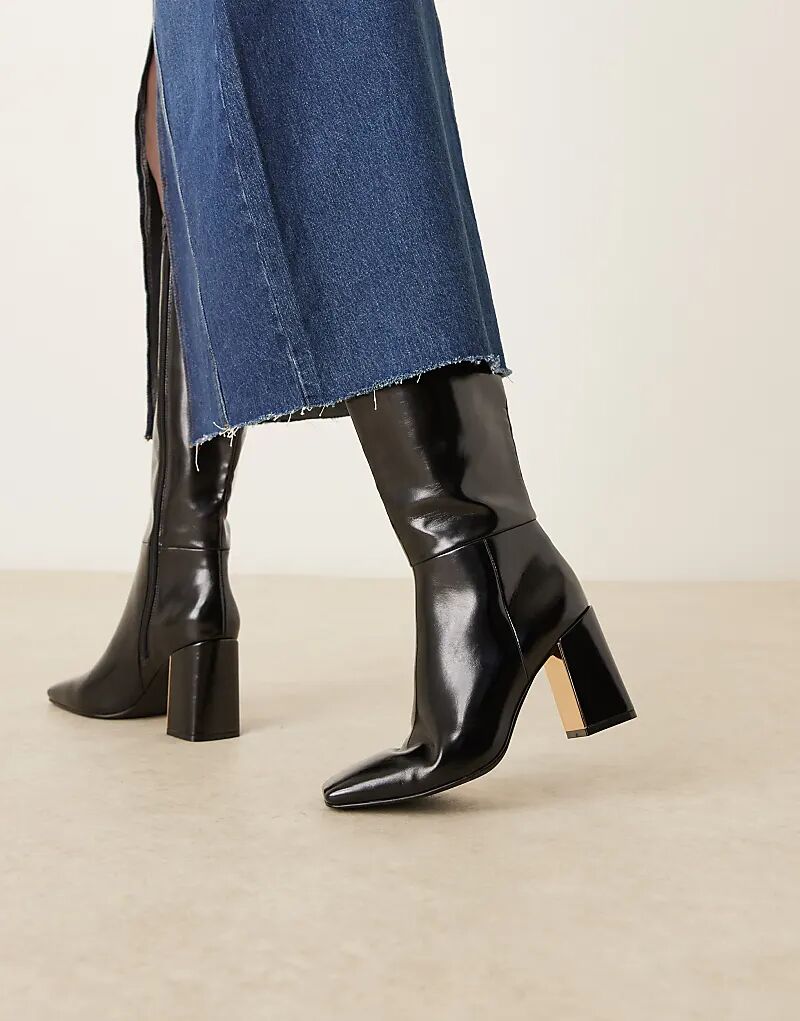 Черные сапоги до колена с металлическими пластинами ASOS DESIGN Carrington — фото 3
