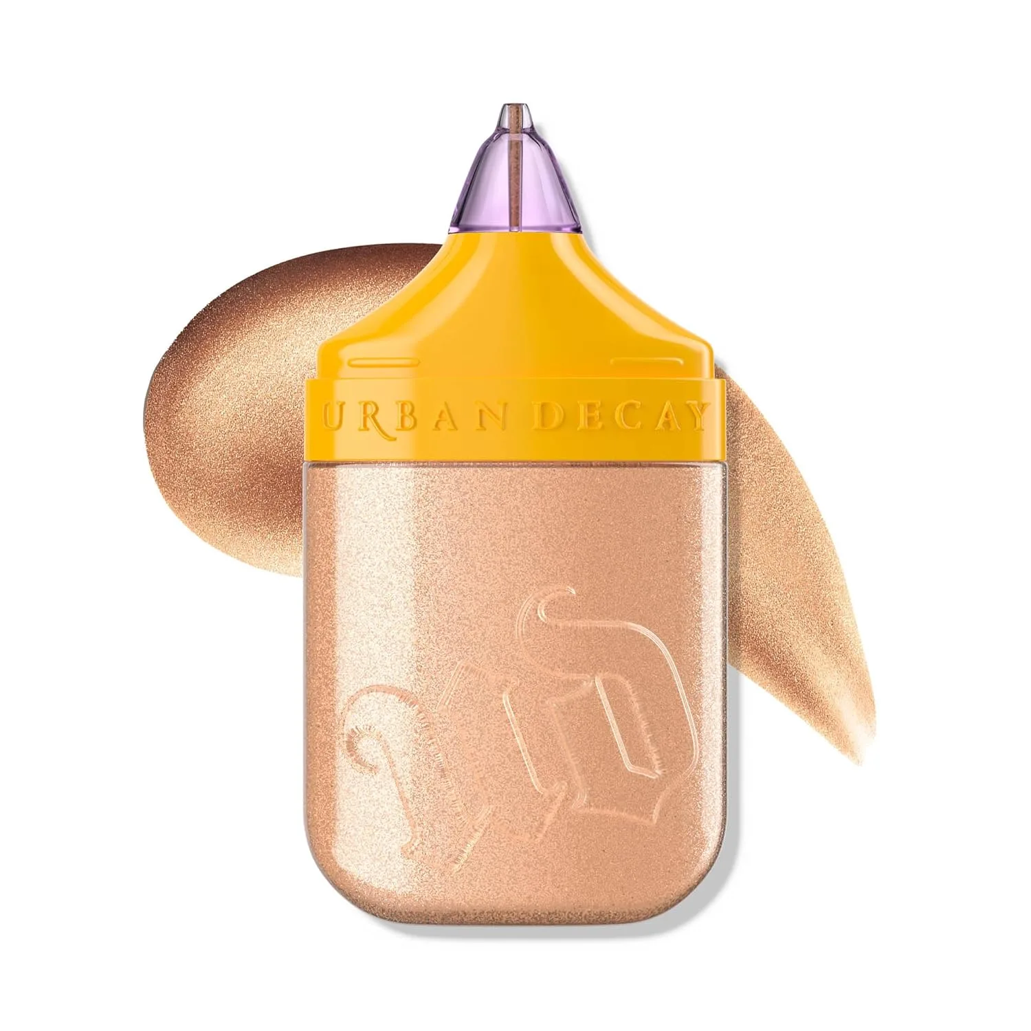 Urban Decay Face Bond Luminizer, водостойкий жидкий хайлайтер + бронзер для всего лица, глаз и тела, сияющий макияж с 3% ниацинамида, устойчивый к размазыванию и переносу - 1 жидкая унция, Space Cowboy (champagne with silver sparkle)