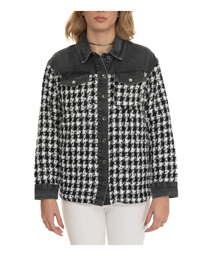 

Блузка-Жакет в клетку «гусиная лапка» с джинсовыми деталями Liu Jo, черный