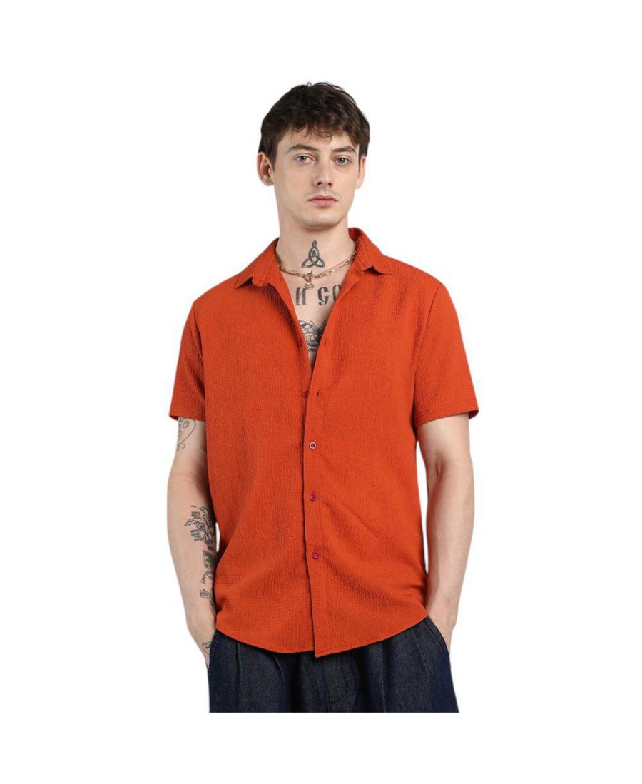 

Мужская красная рубашка в стиле casual с присборенной талией, стандартного кроя Campus Sutra, Red