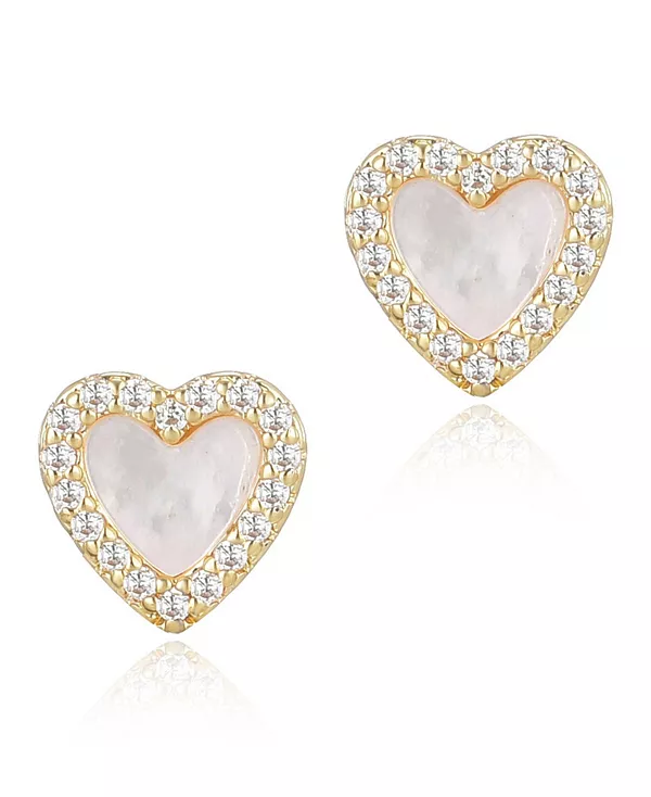 

Миниатюрные серьги-гвоздики в форме сердца из золотого перламутра Adornia, white