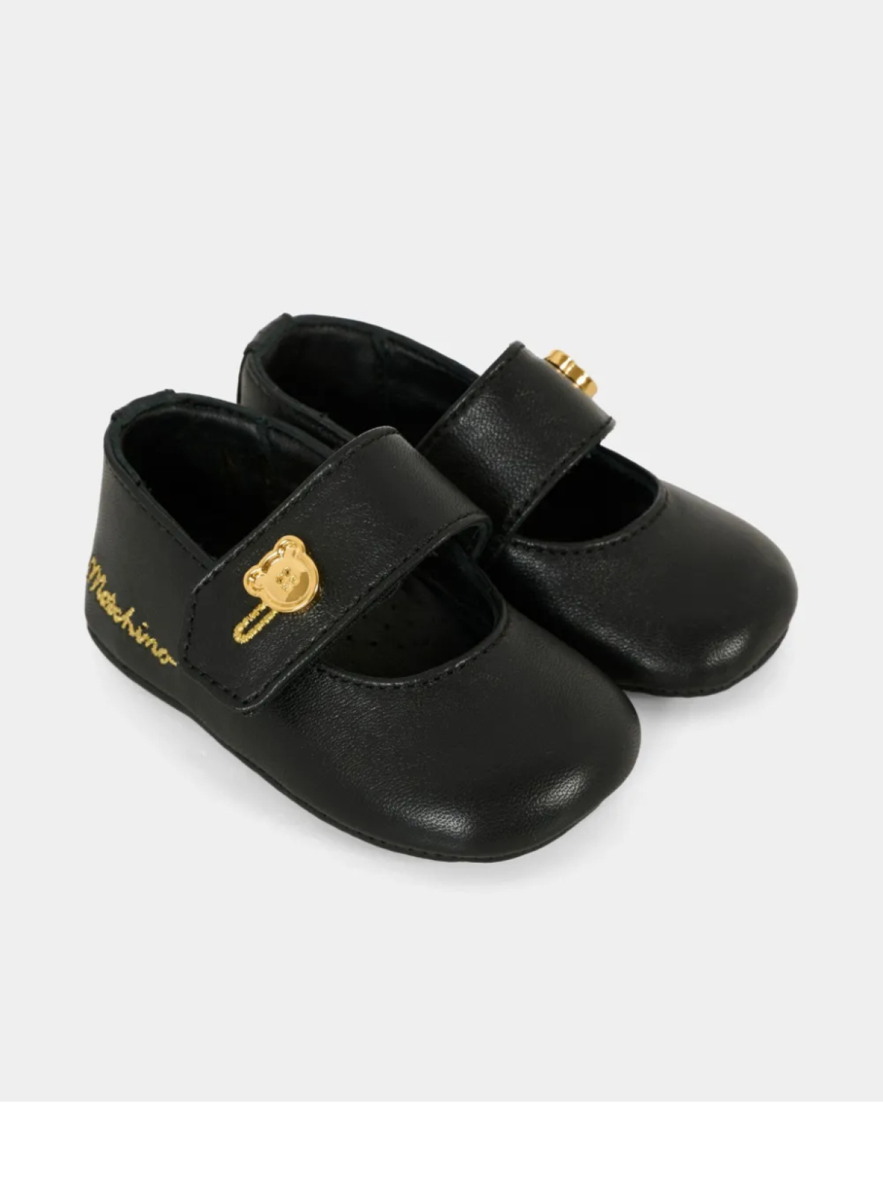 

Балетки Moschino Kids с вышитым логотипом, черный