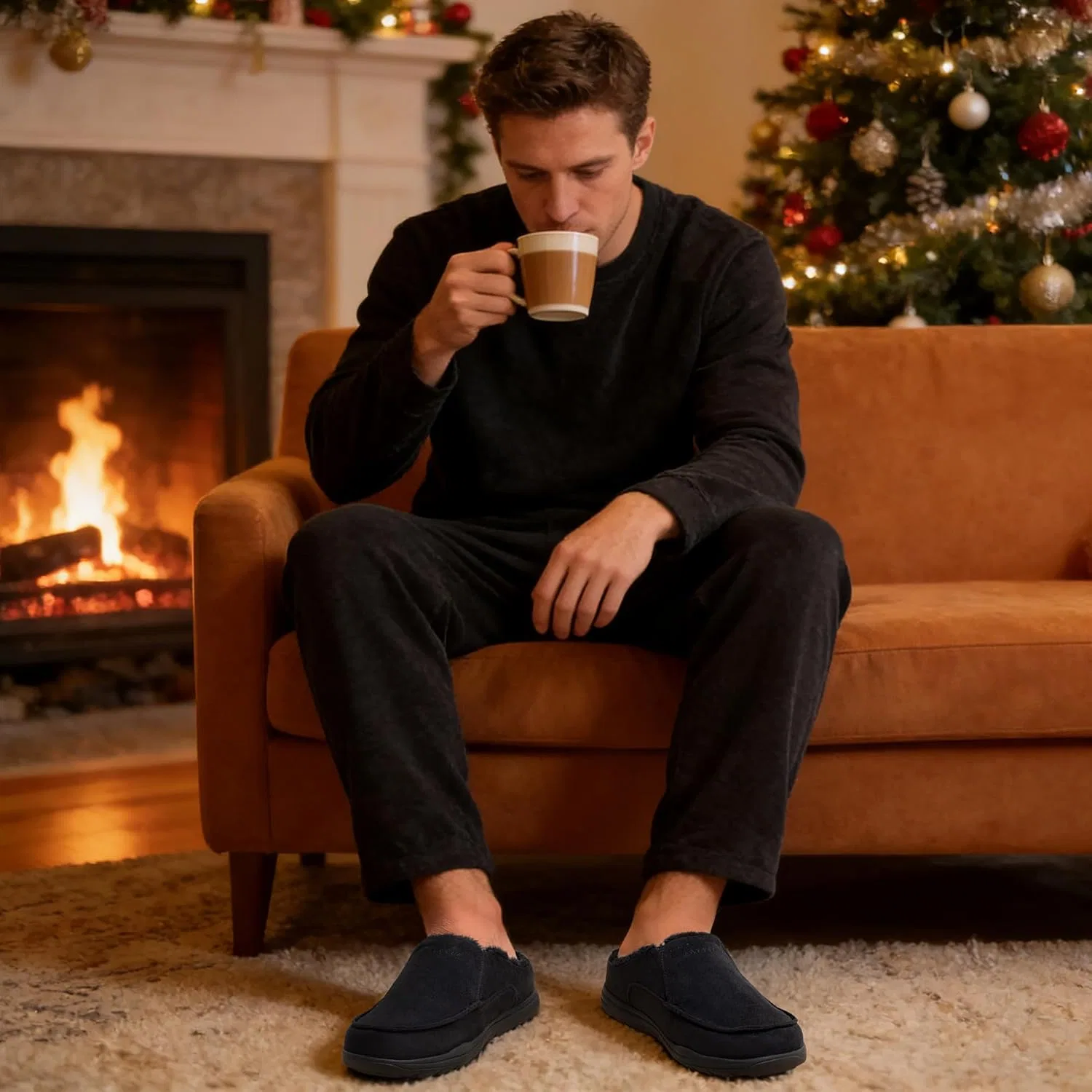 Тапочки мужские мокасины на мягкой подошве LazyStep, Black — фото 3