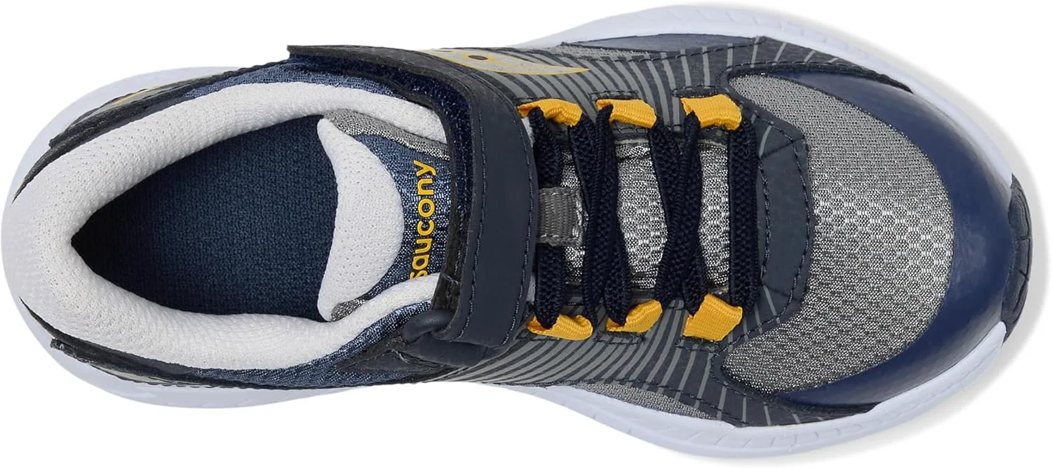 Кроссовки Saucony Unisex-Child Velocer a/C (маленький/большой ребенок), темно-синий/серый/желтый — фото 4