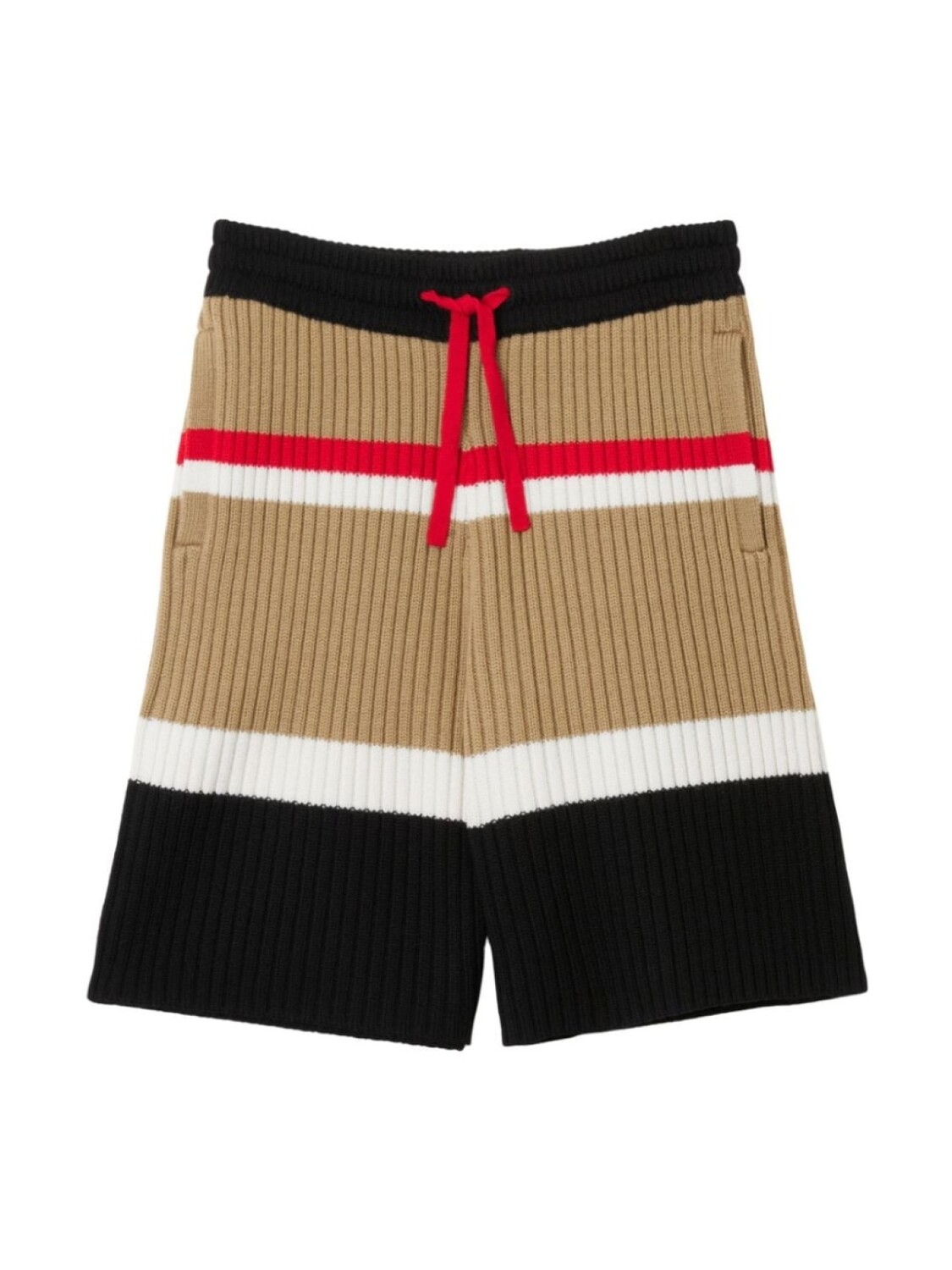 

Burberry Kids полосатые шерстяные шорты с кулиской, черный