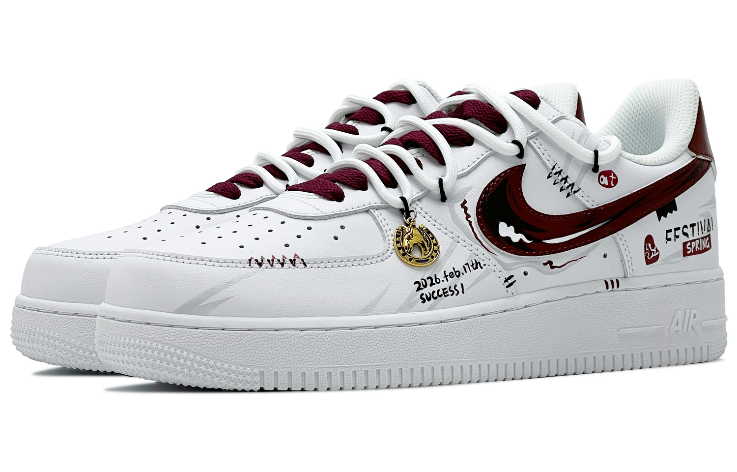 Air Force 1 Scarlet Lilac детские скейтбординг кроссовки белый унисекс Nike, белый-красный - women's — фото 4