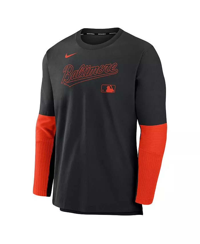 Мужская черно-оранжевая толстовка Baltimore Orioles Authentic Collection легкая трикотажная с эффектом performance Nike — фото 2