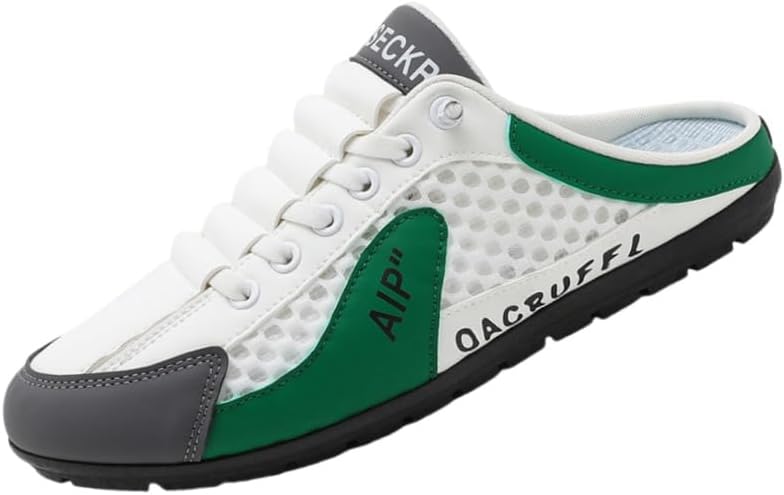 

Мужские повседневные слипоны - дышащие, противоскользящие, модные лоферы с круглым носком для прогулок на улице Fusecottc, белый/зеленый