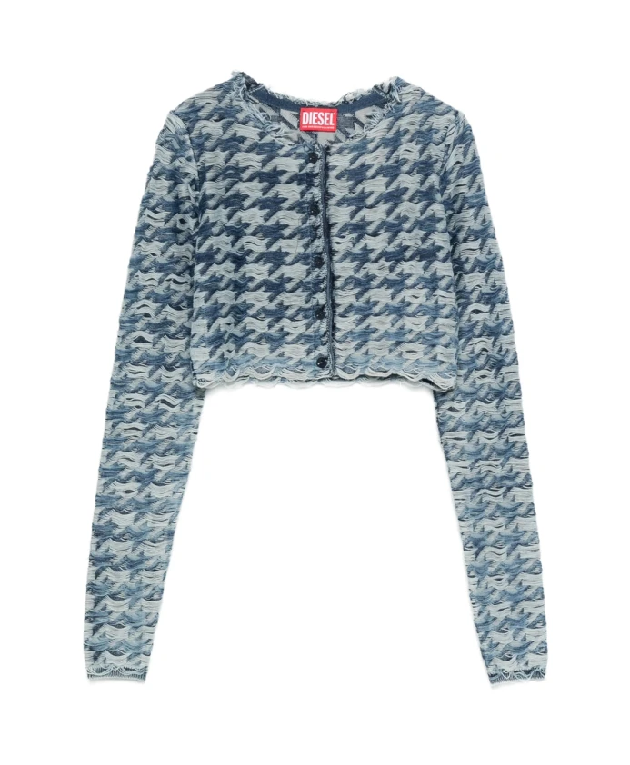 

Укороченный пуловер в синюю клетку «гусиная лапка» Diesel, синий