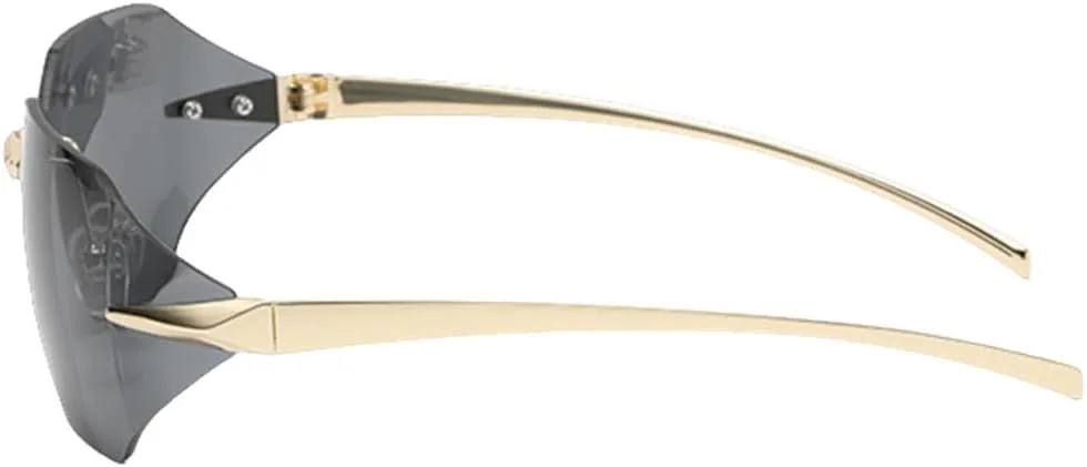 

Ретро солнцезащитные очки для женщин, модные солнцезащитные очки без оправы, многоугольные металлические винтажные очки в крупной оправе TYUVIVO, Gold Clear