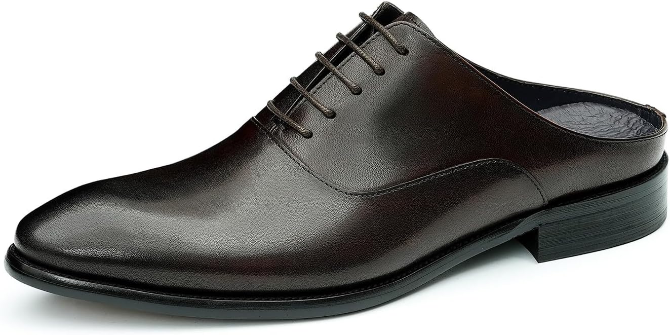 

Мужские кожаные мюли Santimon Mens - формальные сандалии для торжеств, лоферы на каждый день с открытой задней частью, клогги, оксфорды, тапочки, повседневная деловая мода, летняя обувь для мужчин, Coffee