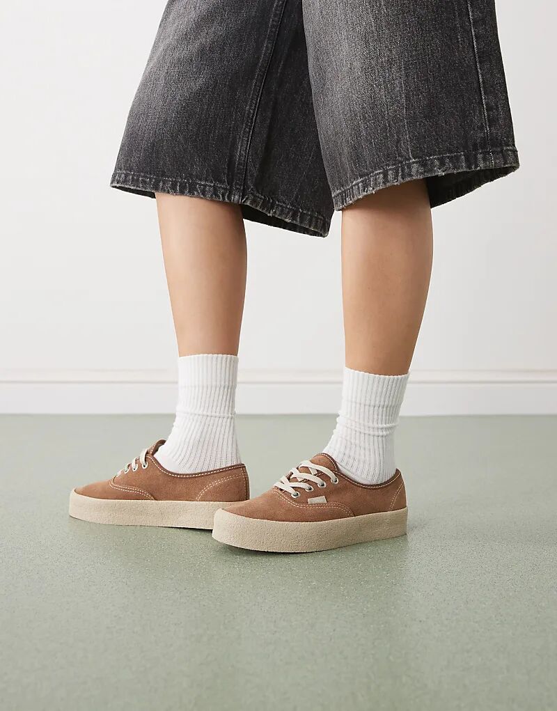 Замшевые кроссовки Vans Authentic средне-коричневого цвета с креповой подошвой