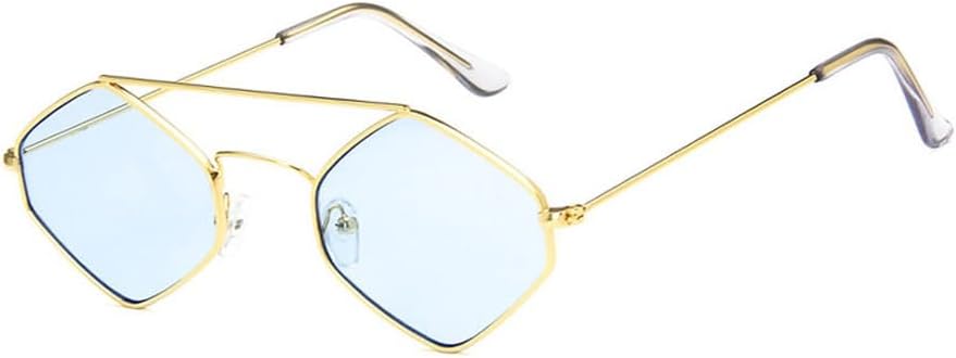 

Женские солнцезащитные очки «кошачий глаз», модные многоугольные солнцезащитные очки в винтажном стиле с металлической оправой и защитой от УФ-излучения UV400 TKKTLLT, Gold-blue