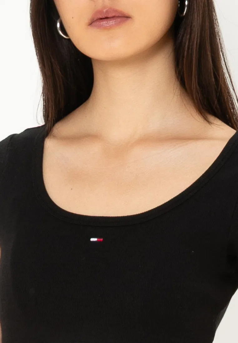 Топ укороченный, Tommy Jeans Tommy Hilfiger, черный — фото 3