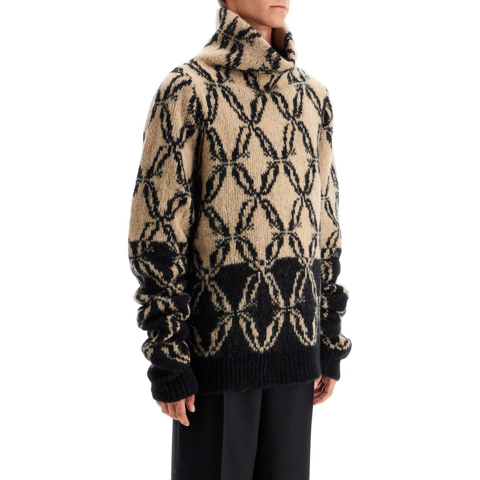 Высокий воротник вязаный джемпер DRIES VAN NOTEN, разноцветный — фото 4