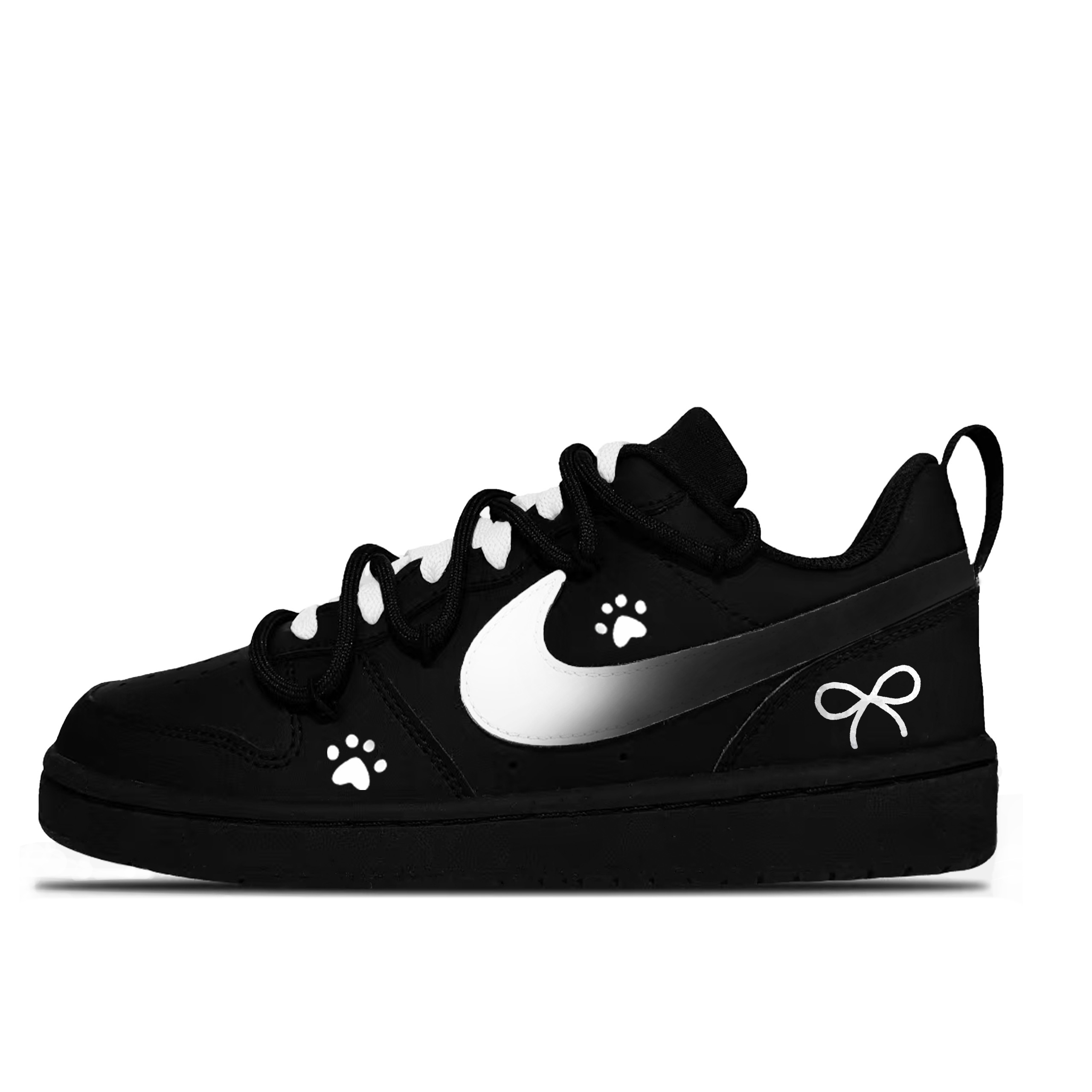 Court Borough Ink Cat Shadow Slip Resistant Low top детские скейтбординг кроссовки для подростков Nike, черный/белый
