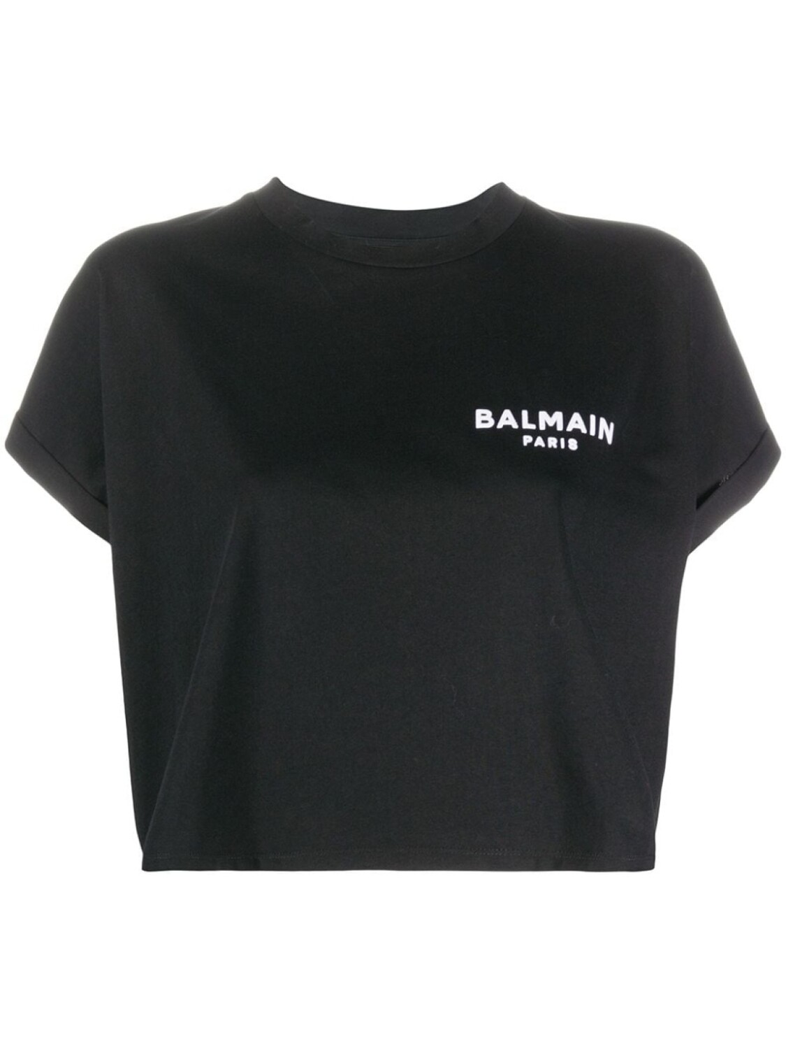 

Balmain укороченная футболка с вышитым логотипом, черный