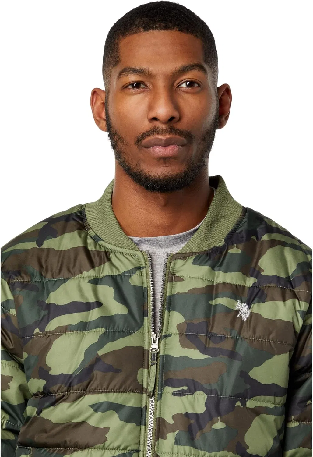 U.S. POLO ASSN. Стеганая бомбер-куртка Army Green MD — фото 3