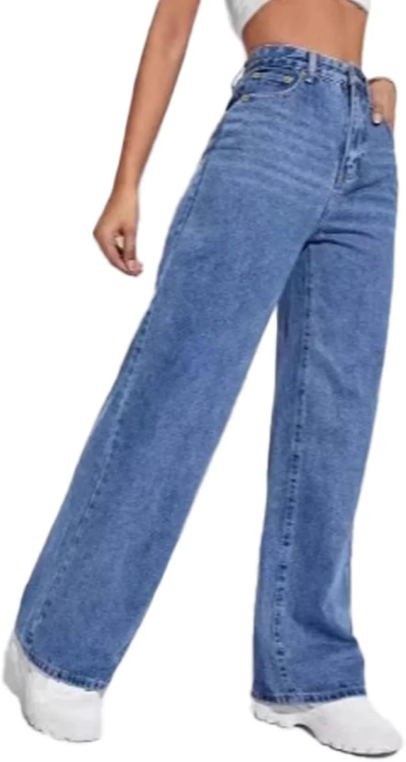 

Высокие джинсы для женщин Wide Leg Straight Leg Denim Pants Loose Vintage Black Wash 90s Y2K