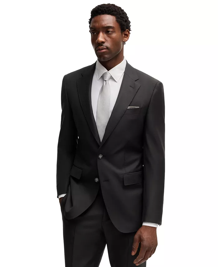 

Мужской костюм из чистой шерсти Slim-Fit Hugo Boss, черный
