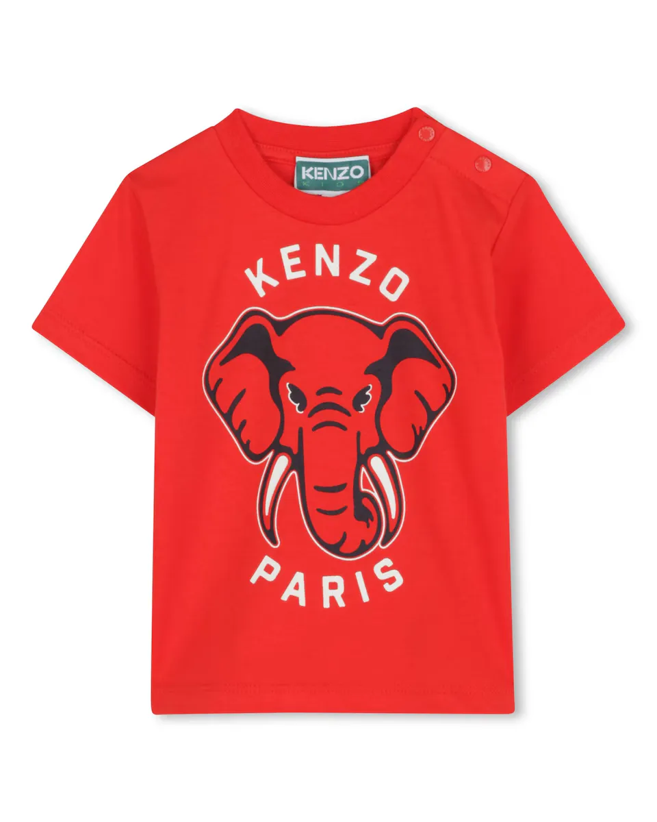 

Красная хлопковая футболка для мальчика Kenzo Kids, красный