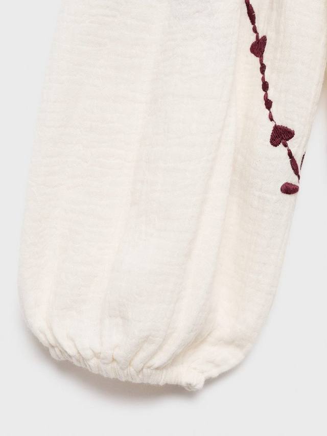 Детская блузка Ali Cotton с пышными рукавами и вышивкой Mango, White — фото 4