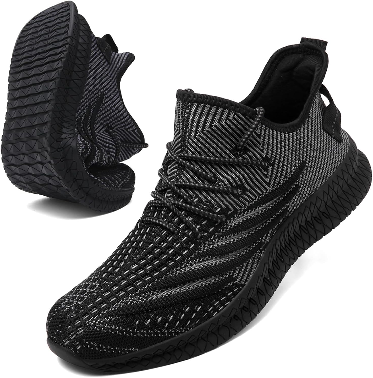 

Мужские слипоны для ходьбы, легкие, дышащие, с противоскользящей подошвой, удобные для бега, спорта в зале, тенниса, стильные кроссовки Vnanv, черный/серый