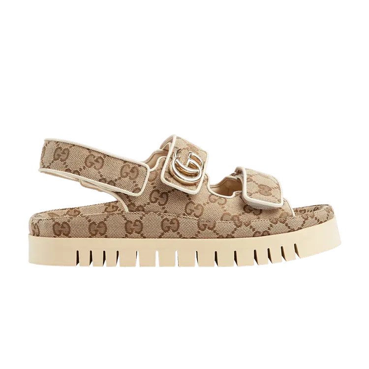 Кроссовки Gucci Wmns Sandal 'GG Canvas - Beige Dark Brown', желто-коричневый