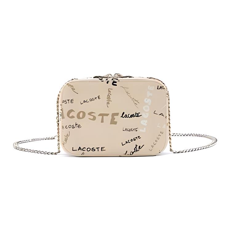 

LACOSTE Кожаная женская сумка через плечо малого размера устрично-серого цвета, Oyster Gray