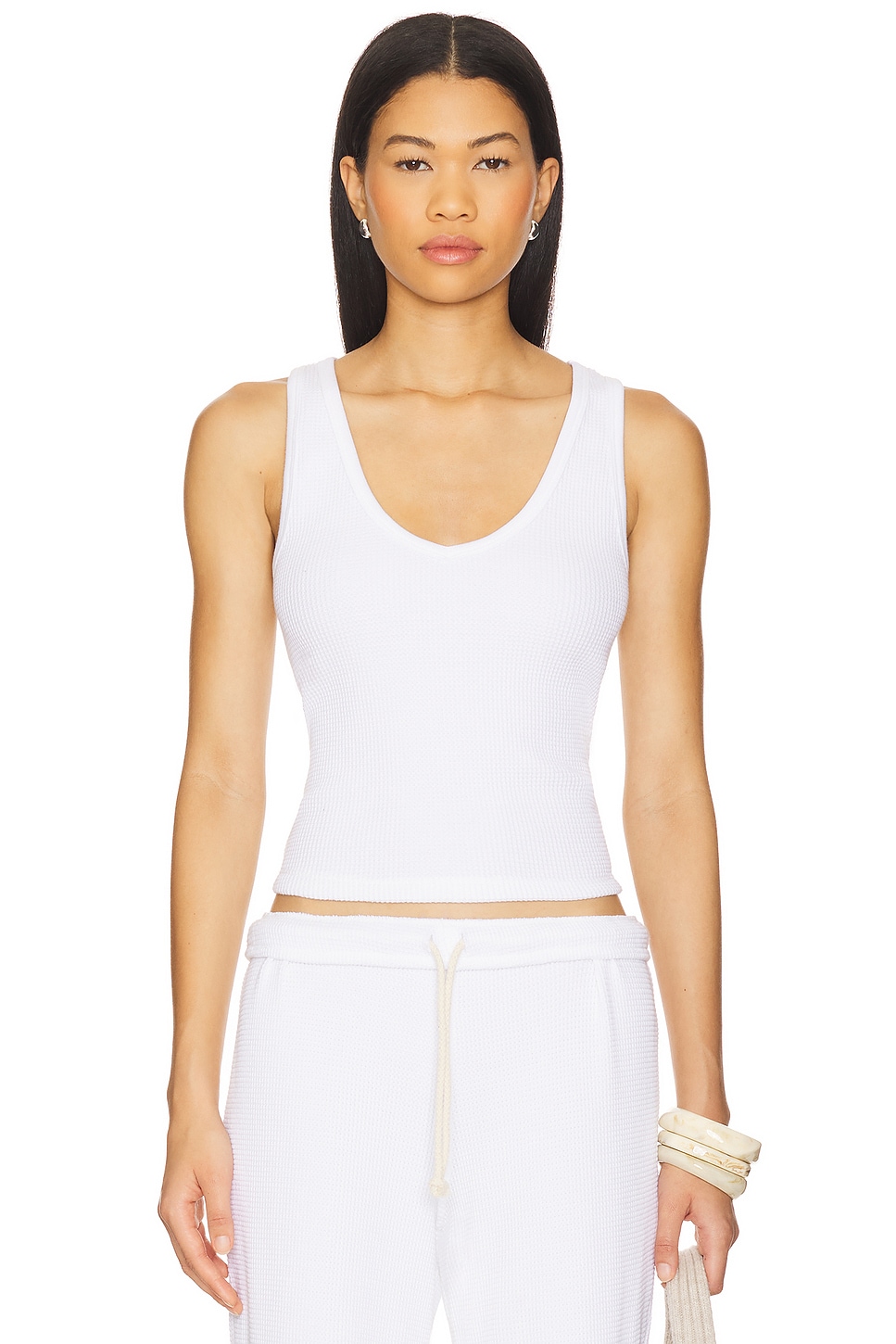 

Топ-майка в вафельную рубчик Hazel от Perfectwhitetee, white