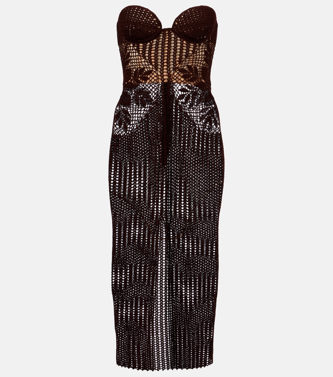 

Платье-бюстье из хлопка, связанное крючком Magda Butrym, коричневый