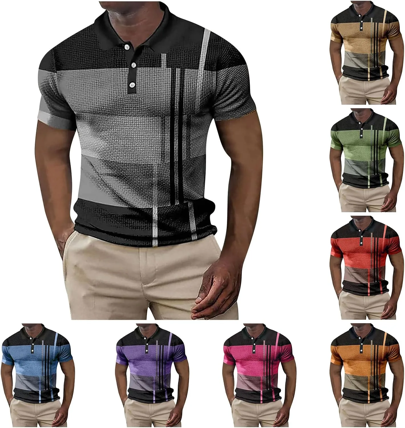 

Футболка-поло для мужчин с коротким рукавом и принтом Thatrich