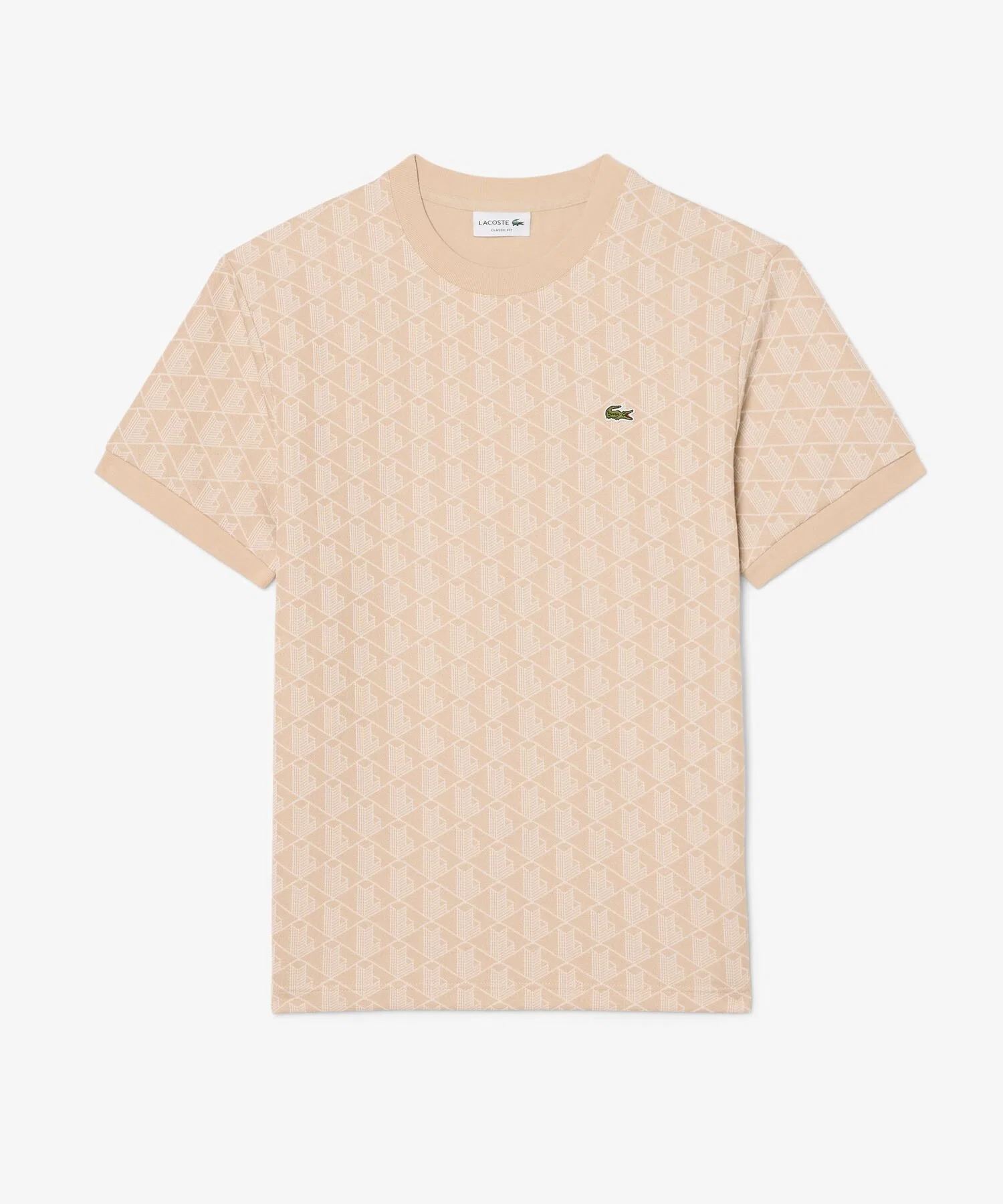 Унисекс футболка с монограммой LACOSTE бежевого цвета