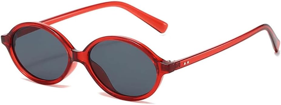 

Маленькие овальные солнцезащитные очки для женщин в стиле панк с заклепками, для мужчин с защитой от УФ-излучения UV400, для занятий спортом на открытом воздухе, бега и езды на велосипеде UYPTK, Red Black