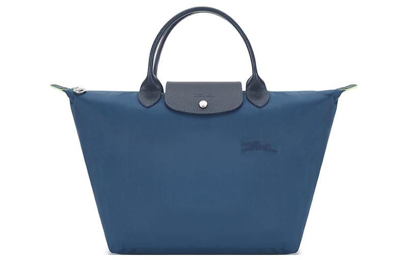 

LONGCHAMP Сумка Le Pliage среднего размера из зелёной телячьей кожи женская синяя
