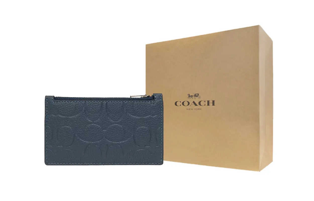 

COACH Кожаный картхолдер мини для женщин в темном дениме