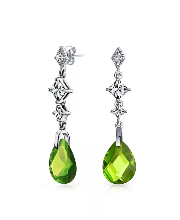 

Серьги-Люстры с кубическим цирконием в форме капли, ограненные в форме груши, из стерлингового серебра Bling Jewelry, green