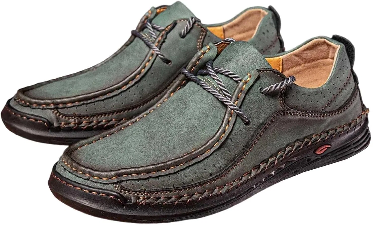 Мокасины мужские Leather Casual Shoes, Green — фото 4