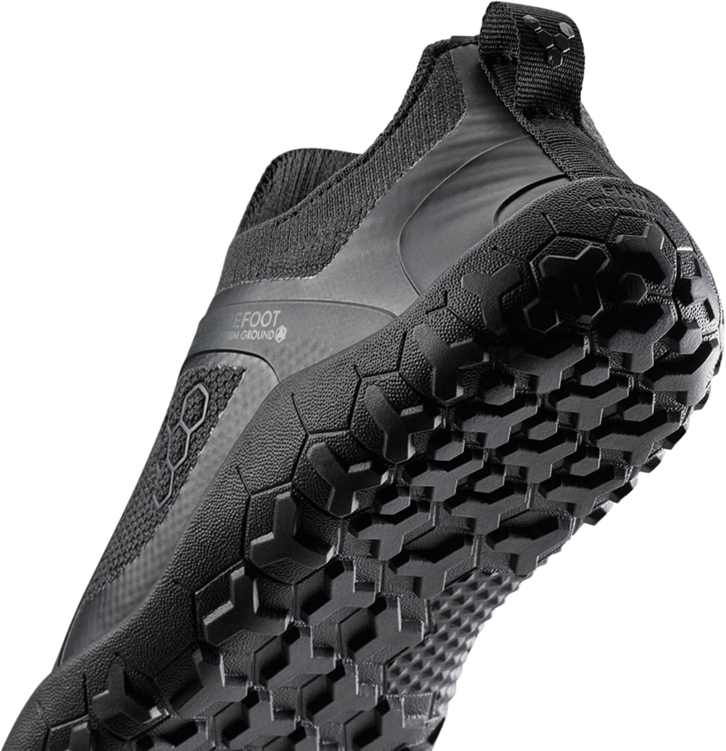 Мужские дышащие внедорожные кроссовки Vivobarefoot Primus Trail Knit FG с подошвой для твердого грунта, предназначенные для езды, Obsidian/Obsidian — фото 4